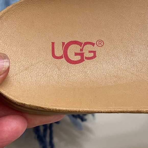 UGG Willow K Denim Blue/Samba Red Suede Girls size 4 - Picture 6 of 11